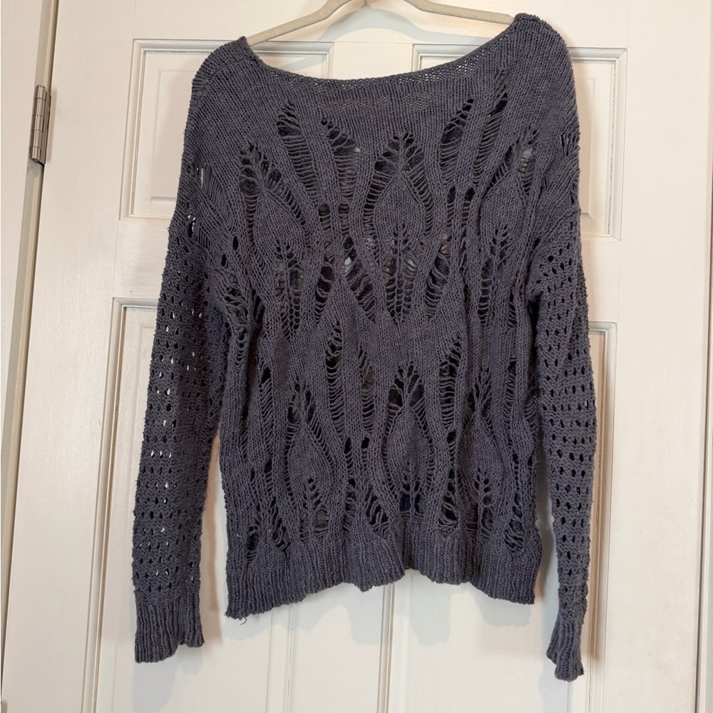 American Eagle Outfitters Charcoal Open-Knit Sweater - Picture 4 of 4